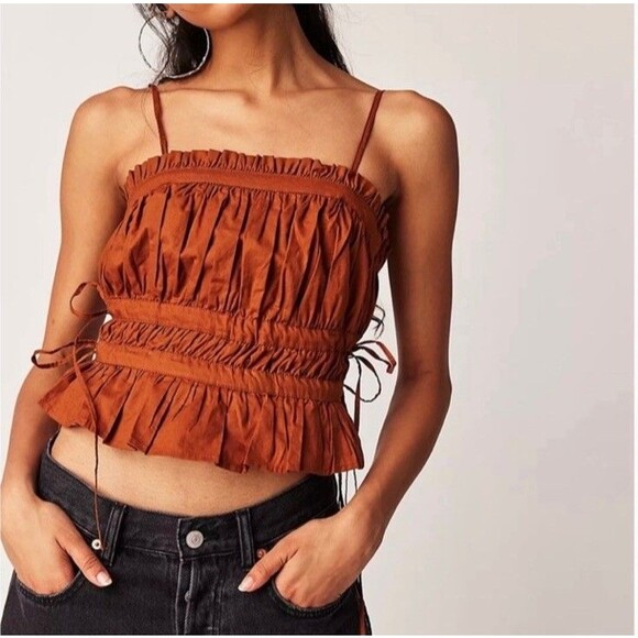 Free People Tops - Free People Crop Top Womens Size Small Gabby Tube Top Brown Boho Tank